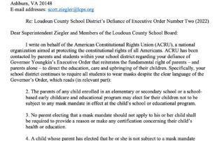 Loudoun County Schools letter mask mandate